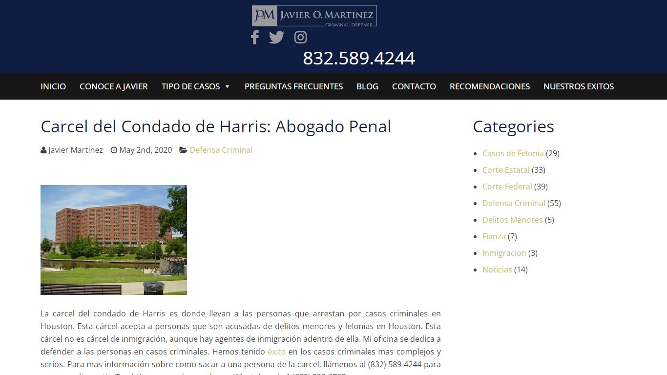 Carcel del Condado de Harris: Abogado Penal - Javier Martinez